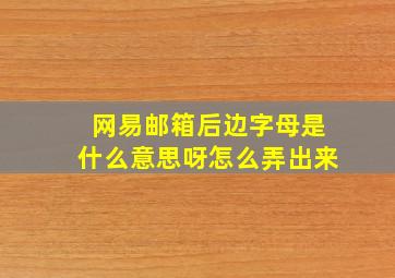 网易邮箱后边字母是什么意思呀怎么弄出来