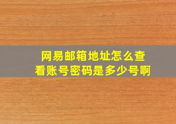 网易邮箱地址怎么查看账号密码是多少号啊