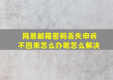 网易邮箱密码丢失申诉不回来怎么办呢怎么解决