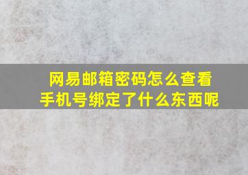 网易邮箱密码怎么查看手机号绑定了什么东西呢