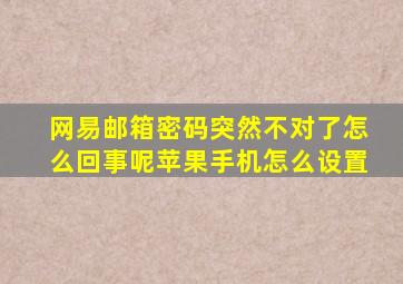 网易邮箱密码突然不对了怎么回事呢苹果手机怎么设置