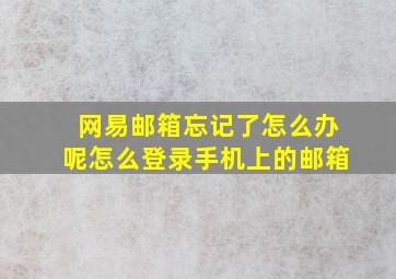 网易邮箱忘记了怎么办呢怎么登录手机上的邮箱