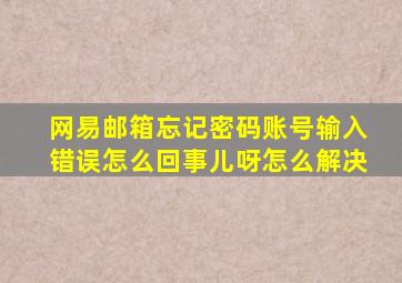 网易邮箱忘记密码账号输入错误怎么回事儿呀怎么解决