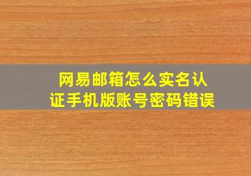 网易邮箱怎么实名认证手机版账号密码错误