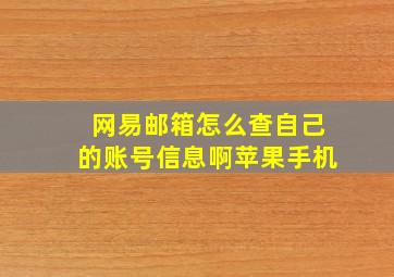 网易邮箱怎么查自己的账号信息啊苹果手机