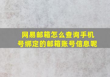 网易邮箱怎么查询手机号绑定的邮箱账号信息呢