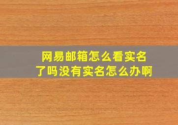 网易邮箱怎么看实名了吗没有实名怎么办啊