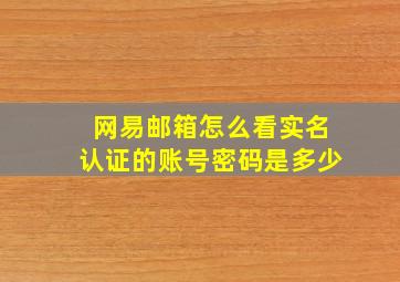 网易邮箱怎么看实名认证的账号密码是多少