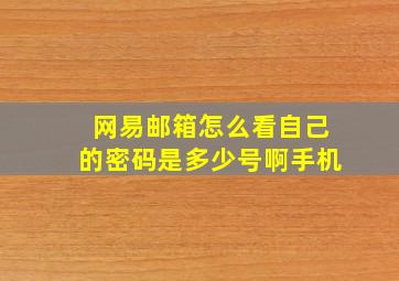 网易邮箱怎么看自己的密码是多少号啊手机