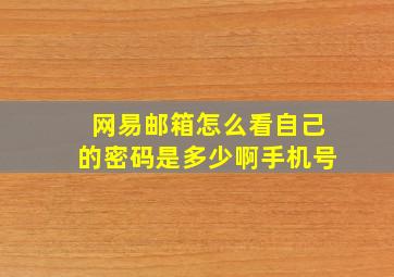 网易邮箱怎么看自己的密码是多少啊手机号