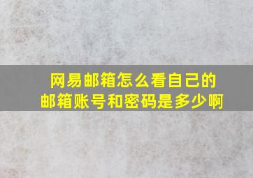 网易邮箱怎么看自己的邮箱账号和密码是多少啊