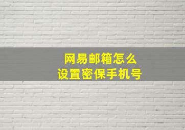 网易邮箱怎么设置密保手机号