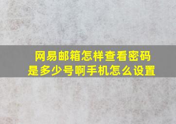 网易邮箱怎样查看密码是多少号啊手机怎么设置