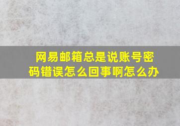 网易邮箱总是说账号密码错误怎么回事啊怎么办