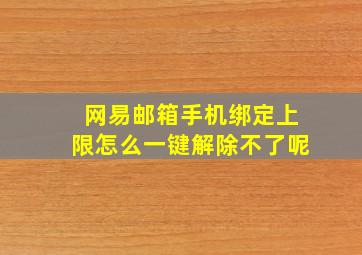 网易邮箱手机绑定上限怎么一键解除不了呢