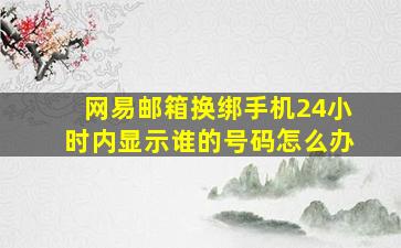 网易邮箱换绑手机24小时内显示谁的号码怎么办