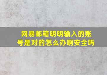 网易邮箱明明输入的账号是对的怎么办啊安全吗