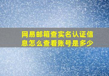 网易邮箱查实名认证信息怎么查看账号是多少