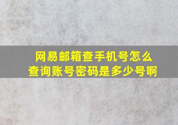 网易邮箱查手机号怎么查询账号密码是多少号啊