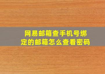 网易邮箱查手机号绑定的邮箱怎么查看密码