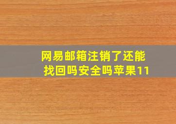 网易邮箱注销了还能找回吗安全吗苹果11