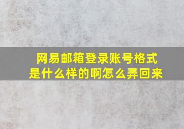 网易邮箱登录账号格式是什么样的啊怎么弄回来