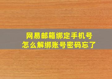 网易邮箱绑定手机号怎么解绑账号密码忘了