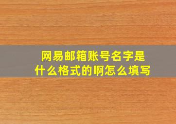 网易邮箱账号名字是什么格式的啊怎么填写