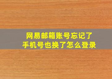 网易邮箱账号忘记了手机号也换了怎么登录