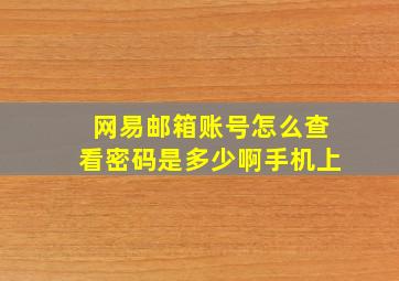 网易邮箱账号怎么查看密码是多少啊手机上