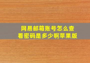 网易邮箱账号怎么查看密码是多少啊苹果版