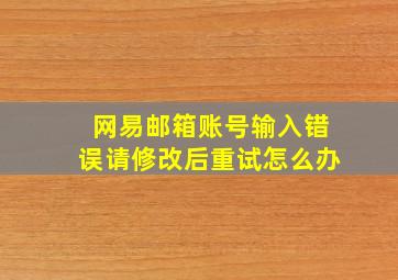 网易邮箱账号输入错误请修改后重试怎么办