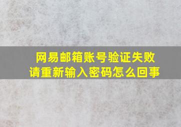 网易邮箱账号验证失败请重新输入密码怎么回事