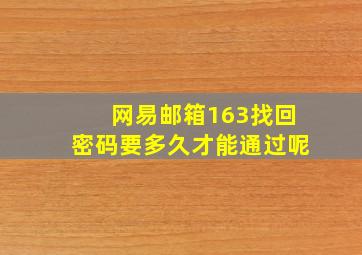 网易邮箱163找回密码要多久才能通过呢