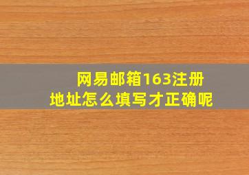 网易邮箱163注册地址怎么填写才正确呢