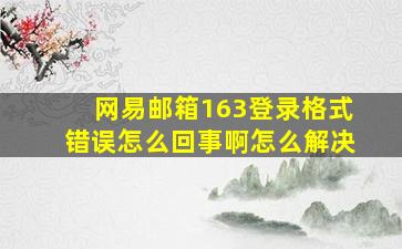 网易邮箱163登录格式错误怎么回事啊怎么解决