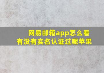 网易邮箱app怎么看有没有实名认证过呢苹果