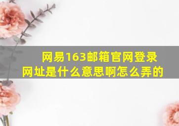 网易163邮箱官网登录网址是什么意思啊怎么弄的