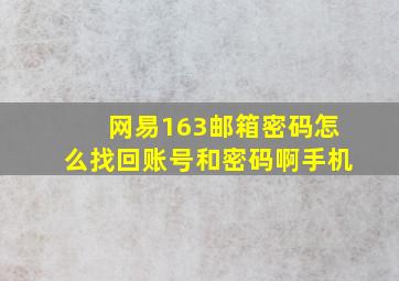 网易163邮箱密码怎么找回账号和密码啊手机