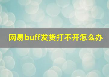 网易buff发货打不开怎么办