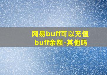 网易buff可以充值buff余额-其他吗