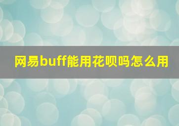 网易buff能用花呗吗怎么用