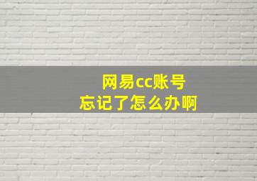 网易cc账号忘记了怎么办啊