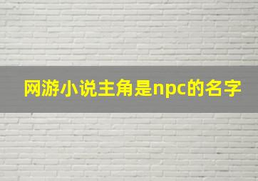 网游小说主角是npc的名字