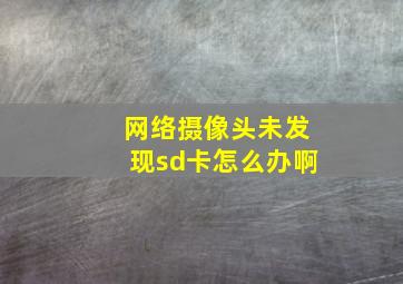 网络摄像头未发现sd卡怎么办啊