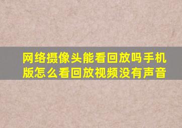 网络摄像头能看回放吗手机版怎么看回放视频没有声音