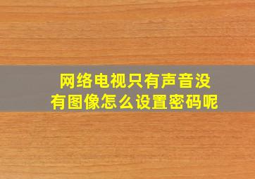 网络电视只有声音没有图像怎么设置密码呢