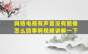 网络电视有声音没有图像怎么回事啊视频讲解一下