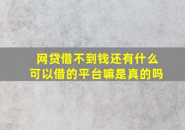 网贷借不到钱还有什么可以借的平台嘛是真的吗