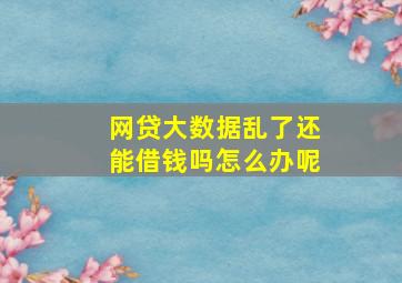 网贷大数据乱了还能借钱吗怎么办呢